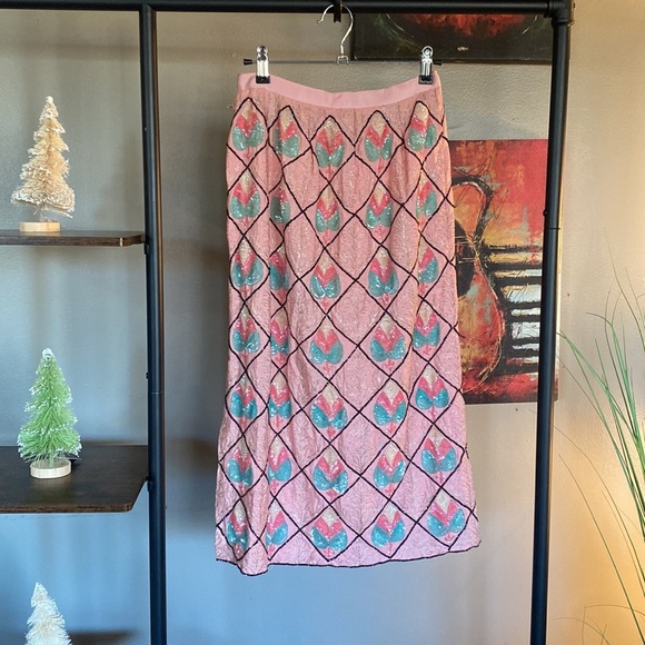 Hollywood studios Vintage beaded pink size 2 skirt - Picture 10 of 16